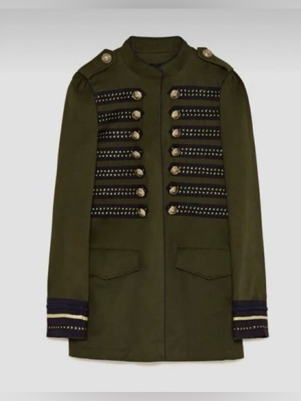 New Zara XS Army Green Military Jacket